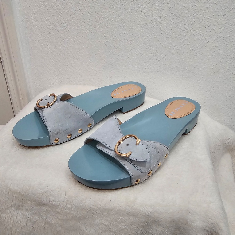 Coach Bleeker Suede Blue Sandals Women's Size 8 - Picture 4 of 7